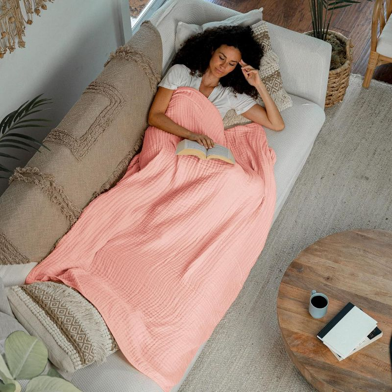 Muslin Blanket for Adults, Extra Large Throw 50" x 60" By Comfy Cubs - Lace Pink