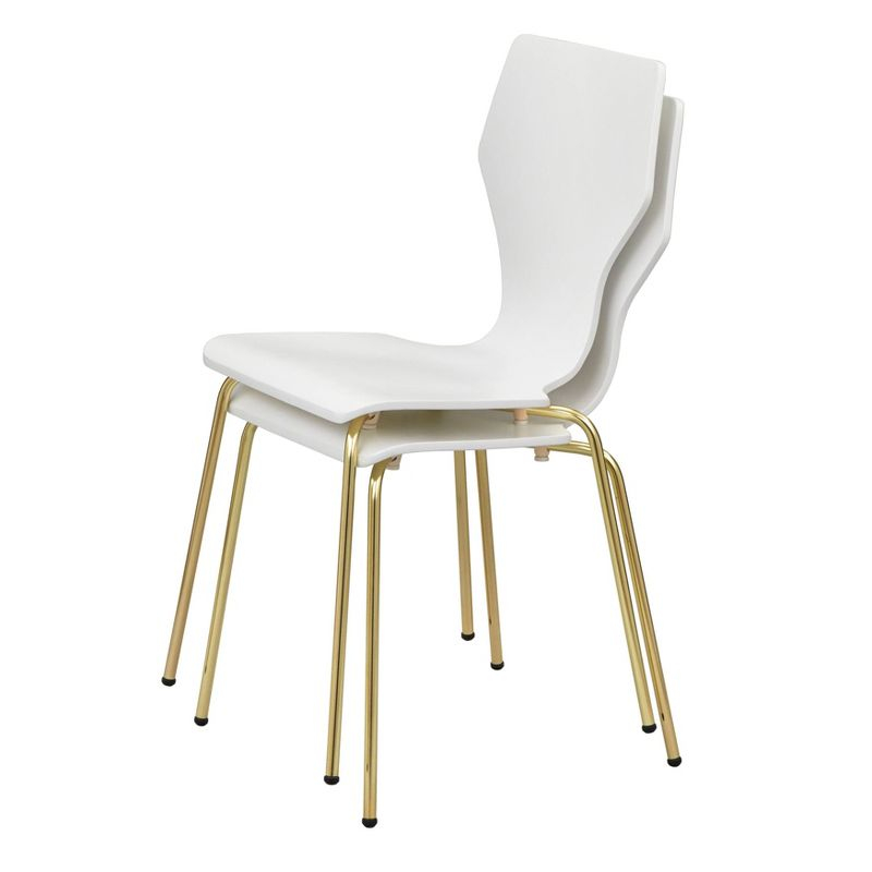 Set of 2 Enna Mid-Century Modern Bentwood Dining Chairs White - angelo:HOME: Gold-Tone Metal Legs, Kitchen & Room Use