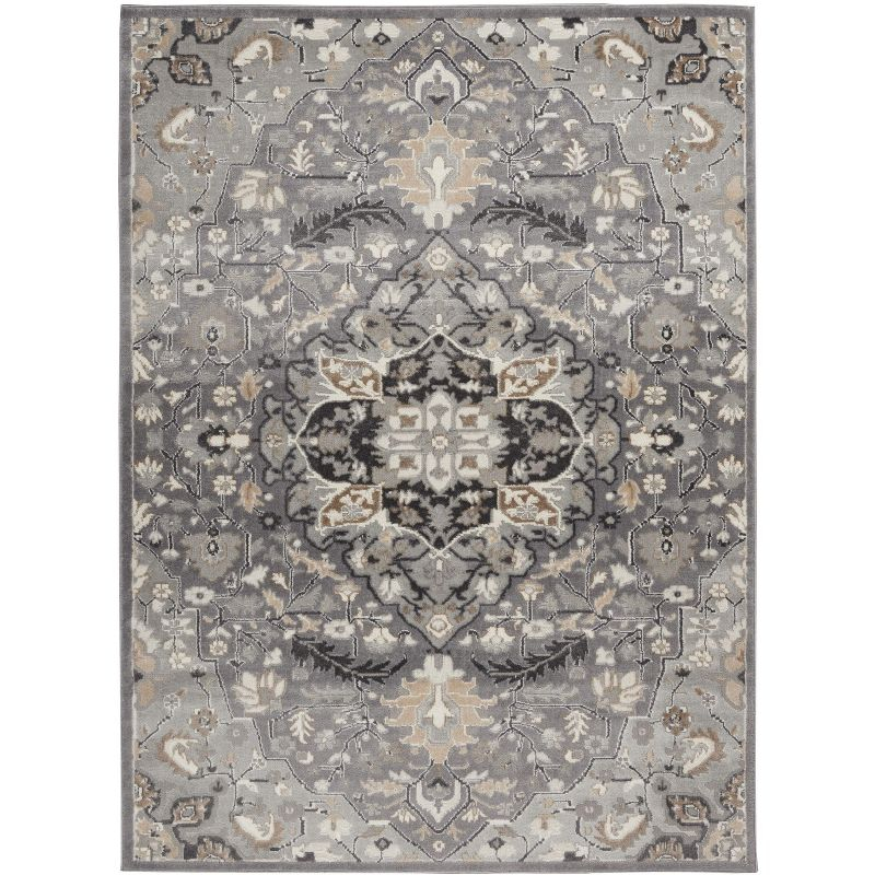 Nourison Elation Floral Medallion Indoor Rug Grey 7'10" x 9'10"