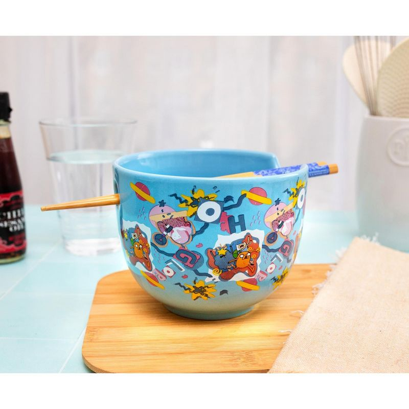 Silver Buffalo Adventure Time Toss Print 20-Ounce Ramen Bowl and Chopstick Set