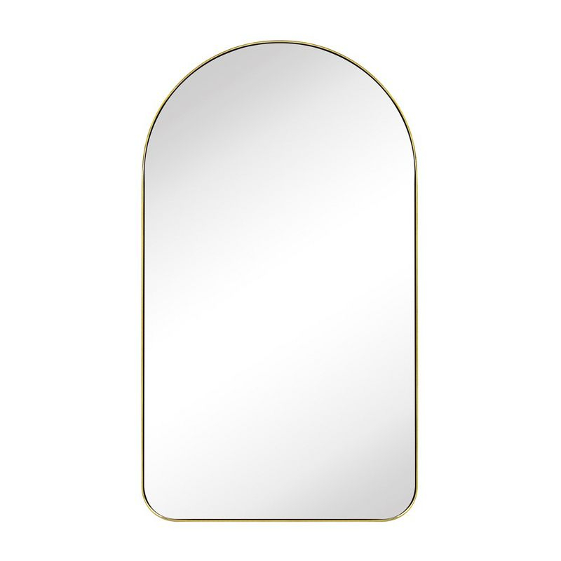 TEHOME 16 in. W x 28.3 in. H Arched Metal Framed Recessed Medicine Cabinet with Mirror for bathroom in Gold