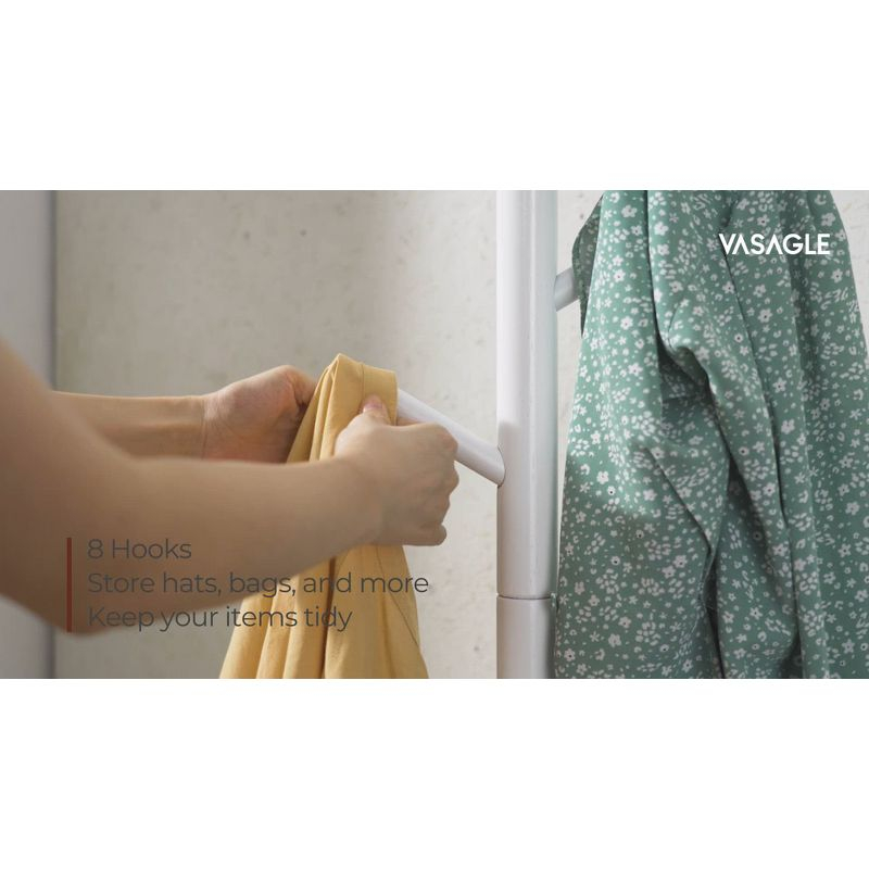 VASAGLE 8 Hooks Solid Wood Coat Rack Free Standing Coat Rack Tree-Shaped Coat Rack Black