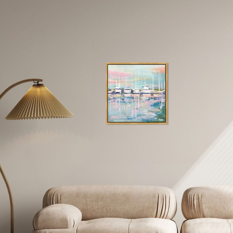 Art Remedy Coastal Dock Sailing Wall Art, 20" x 20", Gold Frame
