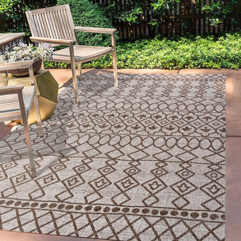 3'x5' Kafel  Bohemian Indoor/Outdoor Area Rug, Beige/Brown - JONATHAN Y