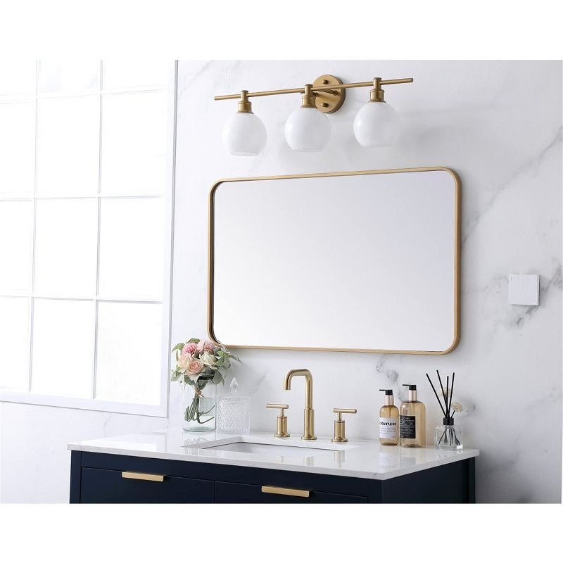 Elegant Lighting Soft corner metal rectangular mirror 22x36 inch in Brass