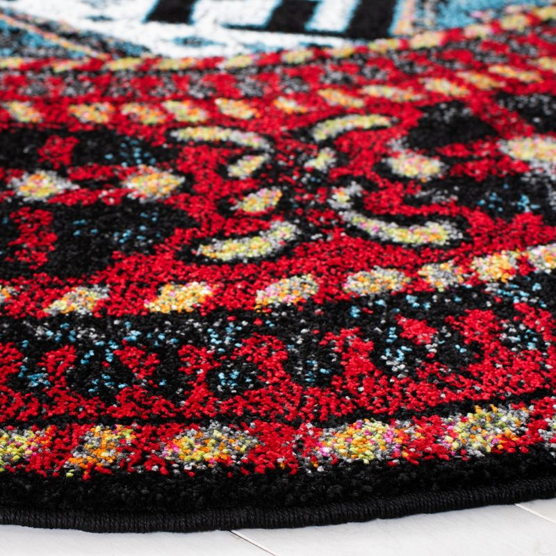 Vintage Hamadan VTH213 Power Loomed Area Rug - Red/Light Blue - 6'7" round - Safavieh.