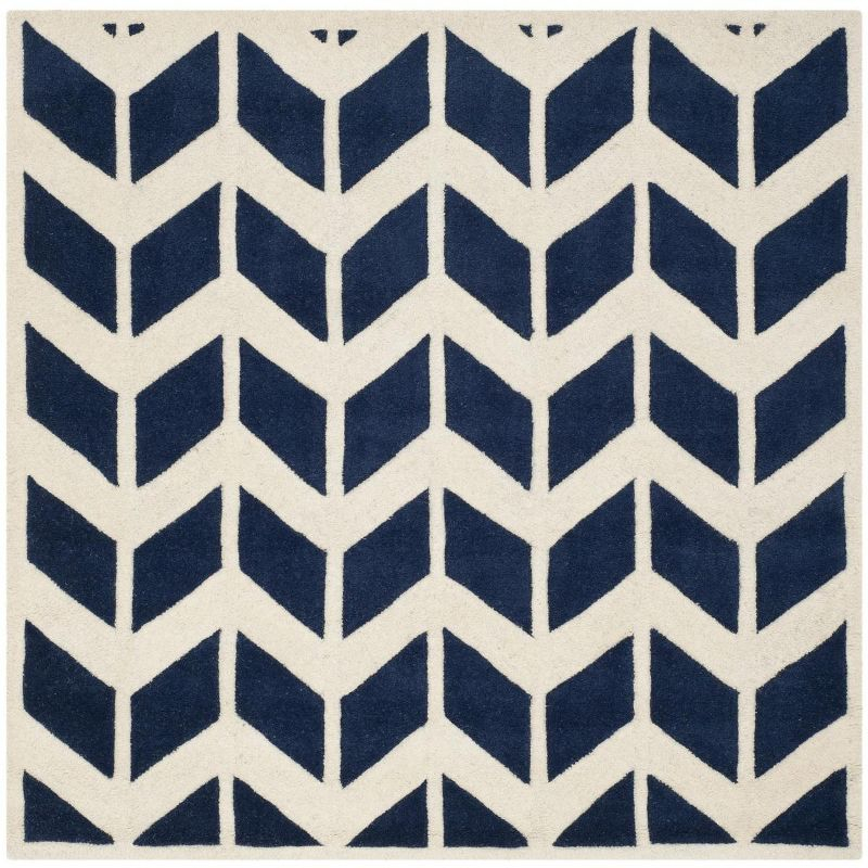 Chatham CHT746 Hand Tufted Area Rug Dark Blue / Ivory 5' X 5'  - Safavieh.