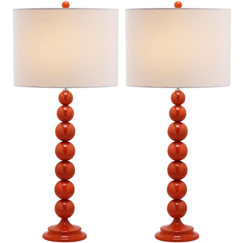 Jenna Stacked Ball Table Lamp (Set of 2) - 31.5 Inch Height - LIT4090 - Orange - Safavieh