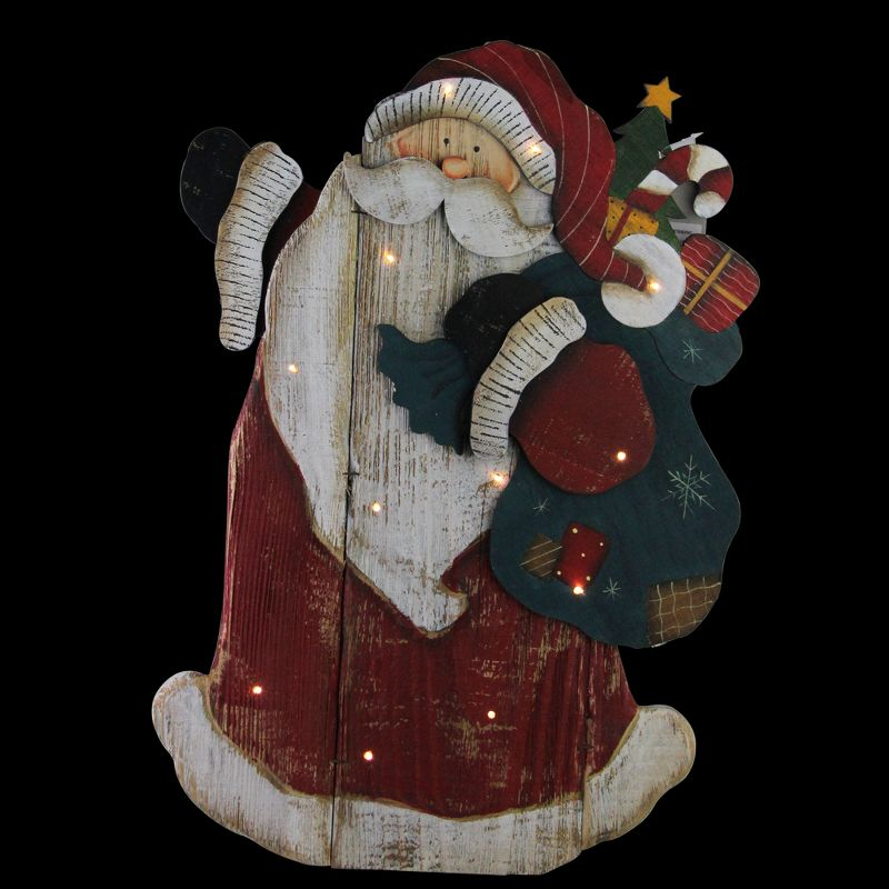 Northlight 19.5" Red and White LED Lighted Santa Claus Christmas Wooden Figure