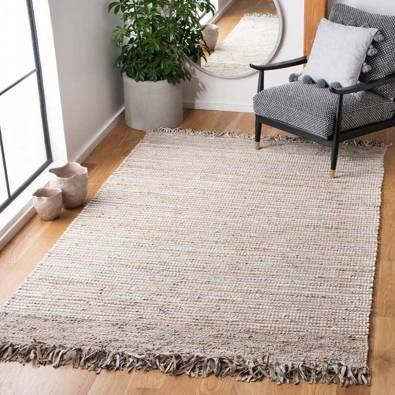 Vintage Leather VTL373 Hand Woven Indoor Area Rug - Beige/Multi - 5'x8' - Safavieh.