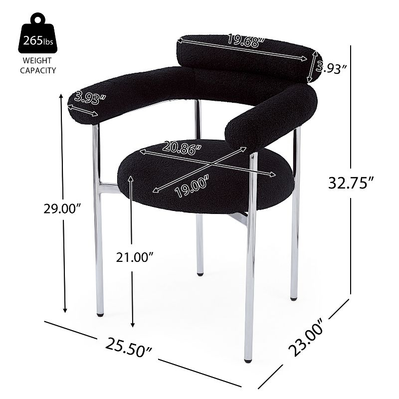 Christopher Knight Home Gianna Modern Upholstered Dining Chairs with Metal Legs (Set of 4), Black/Silver