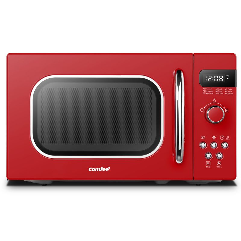 Comfee Retro 0.7-cu ft 700-Watt Countertop Microwave (Red)