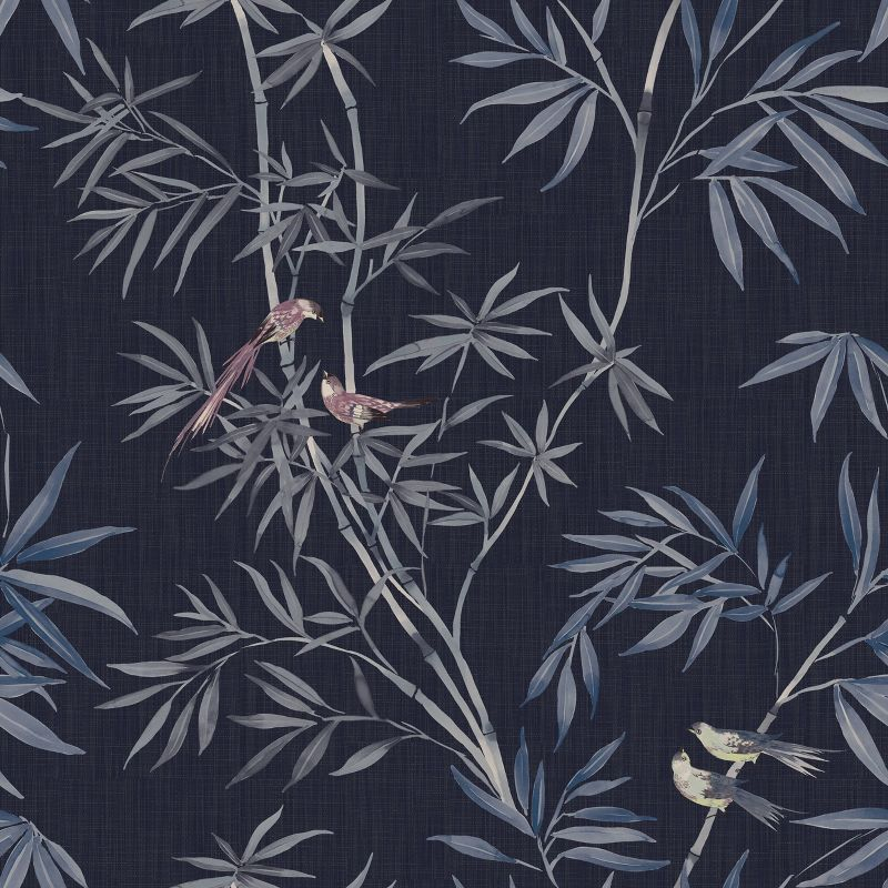 Tempaper & Co. Bamboo Chinoiserie Removable Peel and Stick Wallpaper, Nightfall, 28 sq ft: Vinyl, Self-Adhesive, Botanical Leaf Pattern