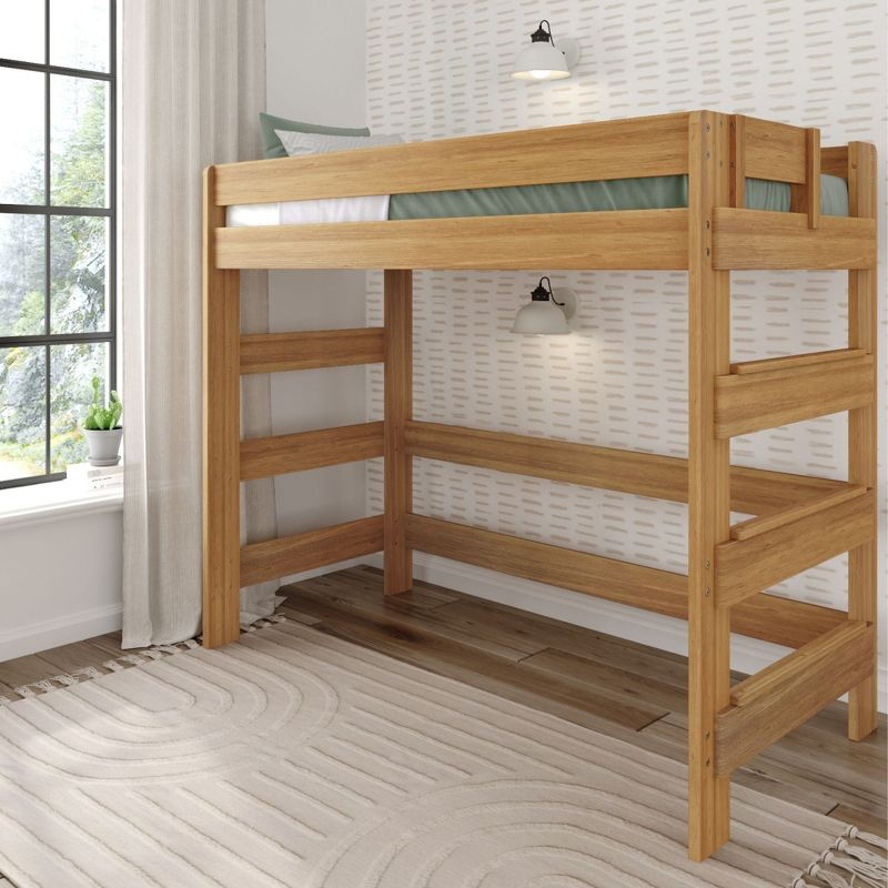 Plank+Beam Solid Wood Farmhouse High Loft Bed, Pecan