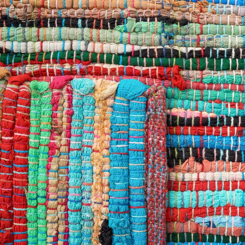 Rag Area Rug RAR240 Hand Woven Area Rug - Green/Multi - 6'x6' - Safavieh.