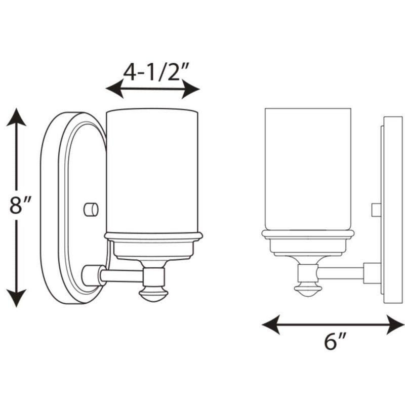 Progress Lighting Glide Collection 1-Light Wall Sconce, Brushed Nickel, Etched Opal Glass