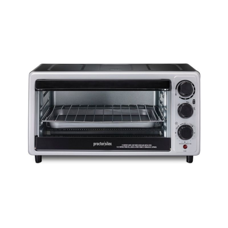 Proctor Silex 6sl Toaster Oven 31124: Countertop Small Oven, 1500W, Silver, Includes Broiler & Baking Pan, Freestanding