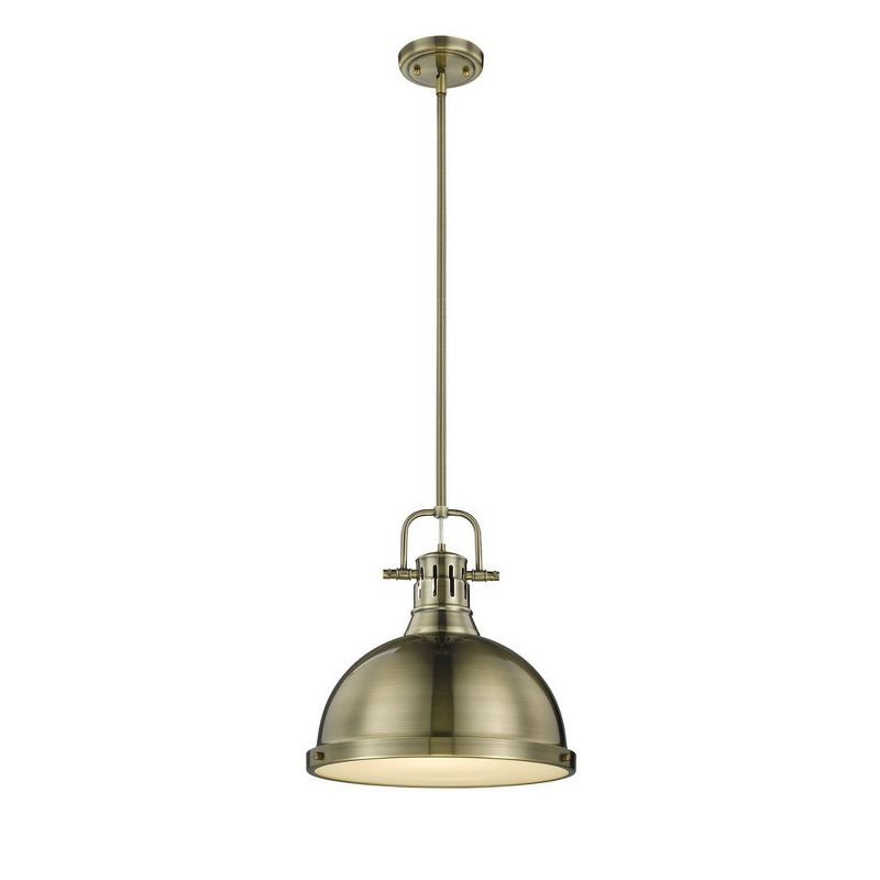 Golden Lighting Duncan 1-Light Large Pendant in Matte Black with White