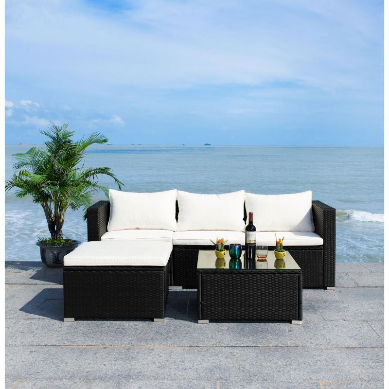 Madalina Living Set - Indoor/Outdoor - PAT7509 - Black/Beige - Safavieh