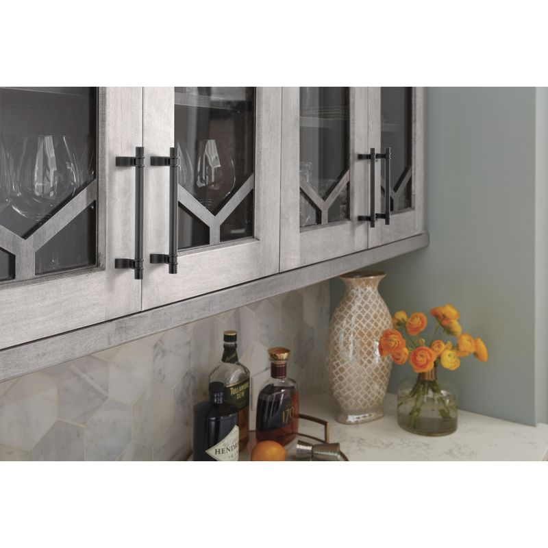 Amerock Davenport 5-1/16 inch (128mm) Center-to-Center Matte Black Cabinet Pull