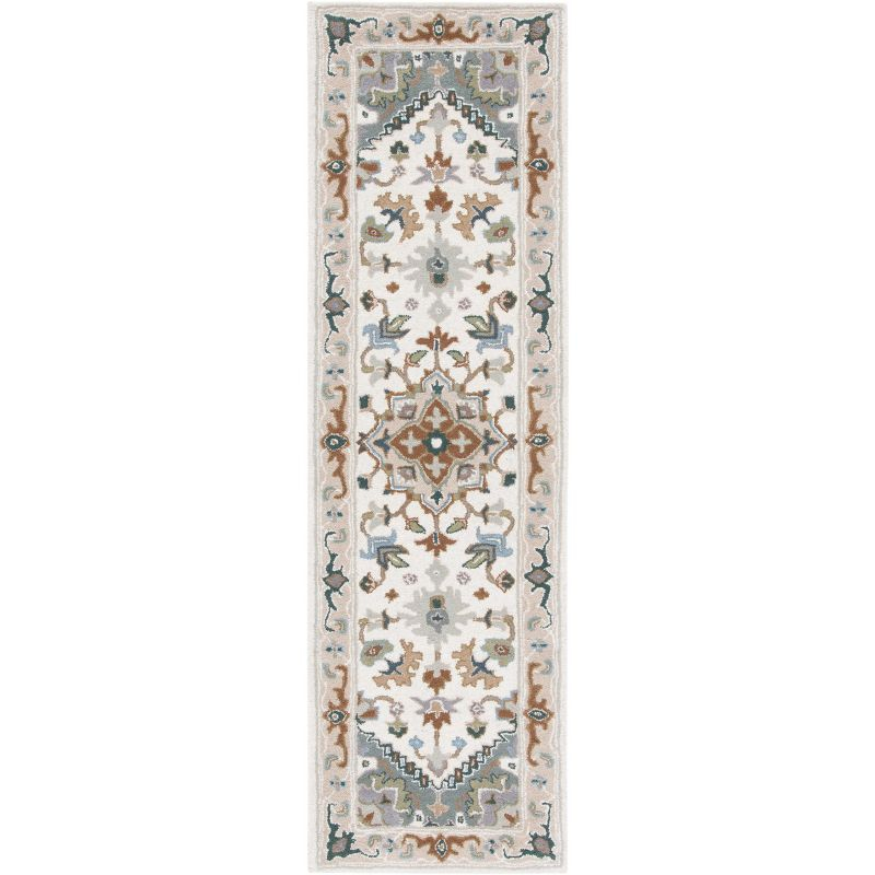 Heritage HG625 Handmade Runner Rug - 2'3"x12' - Ivory/Light Blue - Safavieh