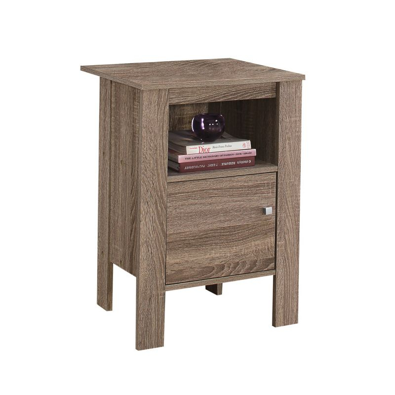 Accent Table with Storage Dark Taupe - EveryRoom: Laminated MDF, Square Shape, Spot Clean, Shelf Cabinet