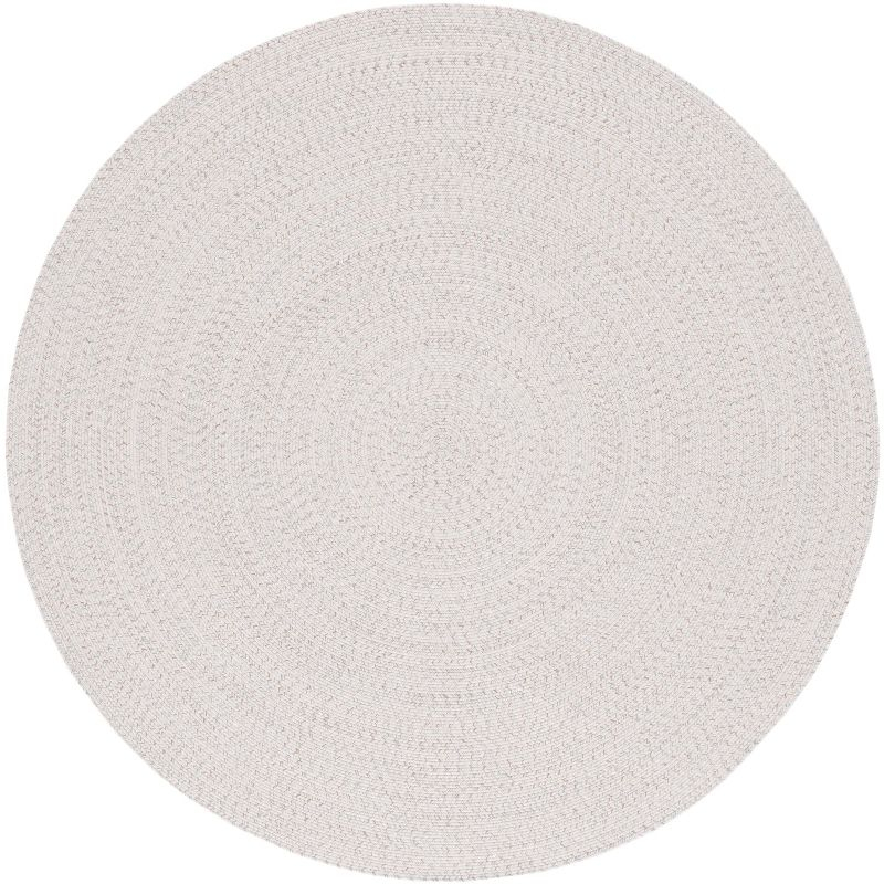 Braided BRA201 Hand Woven Indoor Machine Washable Accent Rug - Ivory/Light Grey - 3' Round - Safavieh