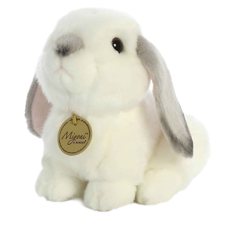 Aurora Small Lop Eared Rabbit Miyoni Realistic Stuffed Animal Grey Ears 8"