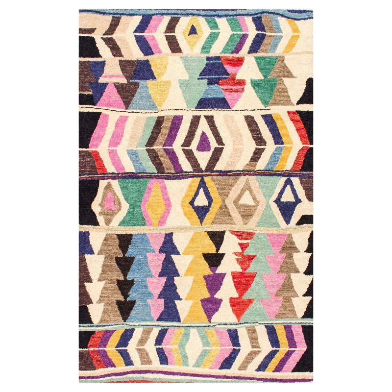 nuLOOM 5'x8' Hand Tufted Ofelia Wool Area Rug Ivory/Multi: Contemporary Skid-Resistant Medium Pile Rug