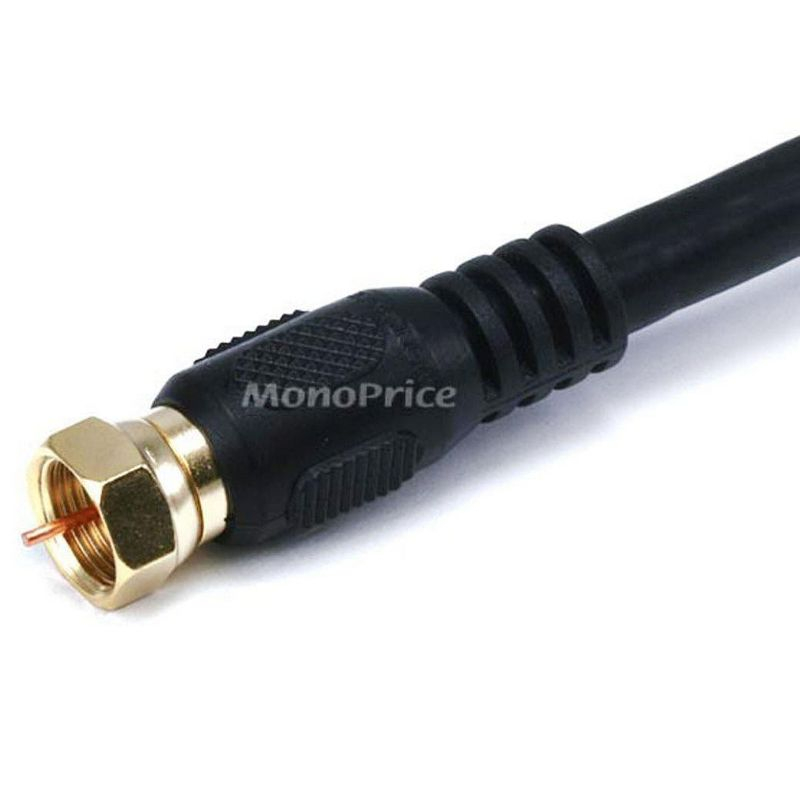 Monoprice Video Cable - 12 Feet - Black | RG6 Quad Shield CL2 Coaxial Cable with F Type Connector
