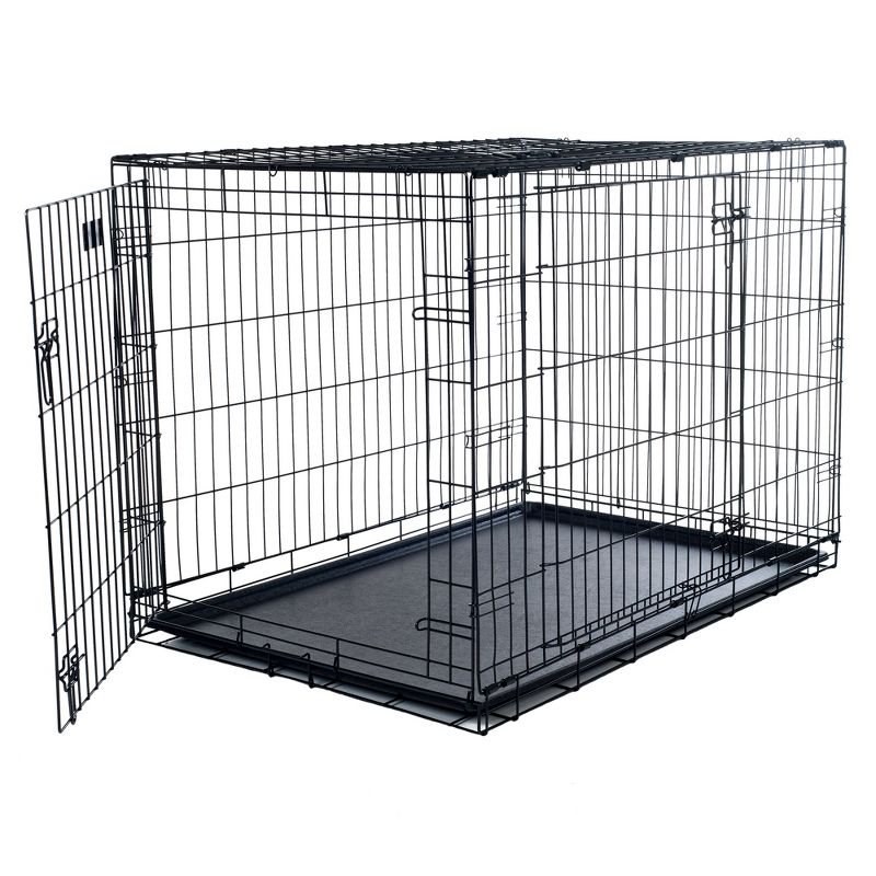 Pet Adobe Large 2-Door Foldable Metal Dog Crate - Pet Cage with Divider Panel - 36" x 23"