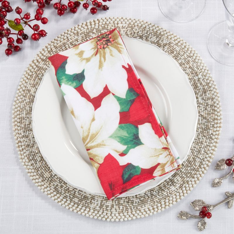 Saro Lifestyle Poinsettia Design Table Napkins (Set of 12), 20", Multicolored
