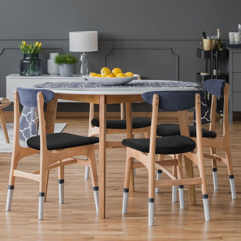 PiccoCasa Stretchable Velvet Cushion Chair Seat Slipcovers with Ties 4 Pcs Black 18" x 18"(L*W)