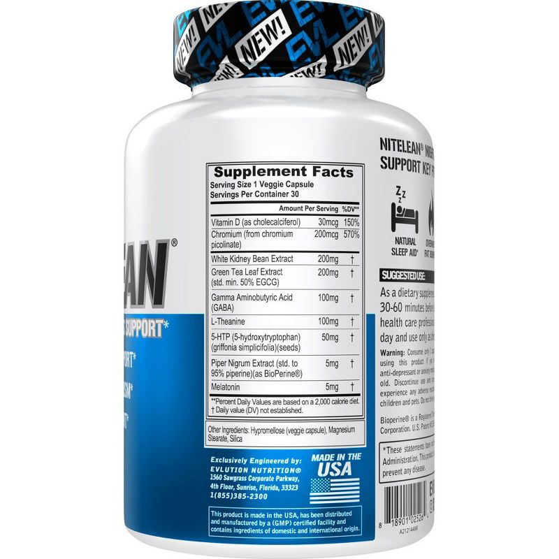 Evlution Nutrition NiteLean - Nighttime Weight Loss Support - 30 Servings