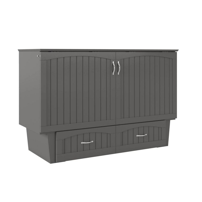 Queen Nantucket Murphy Bed Chest USB Turbo Charger Gray - AFI: Space-Saving, Built-In Charging, No Box Spring Required