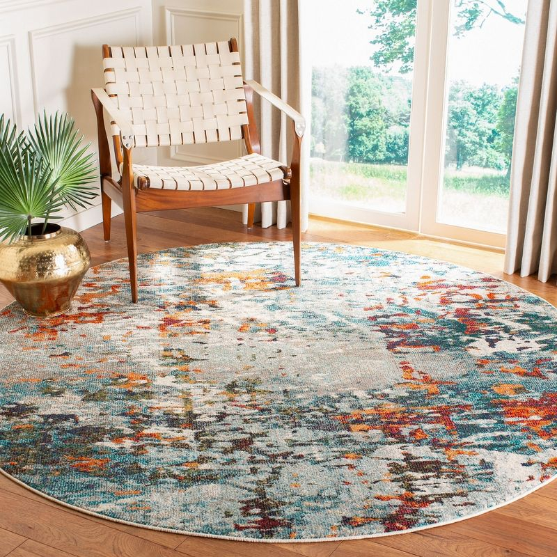 Madison MAD471 Power Loomed Indoor Area Rug - Grey/Blue - 6'7" Round - Safavieh