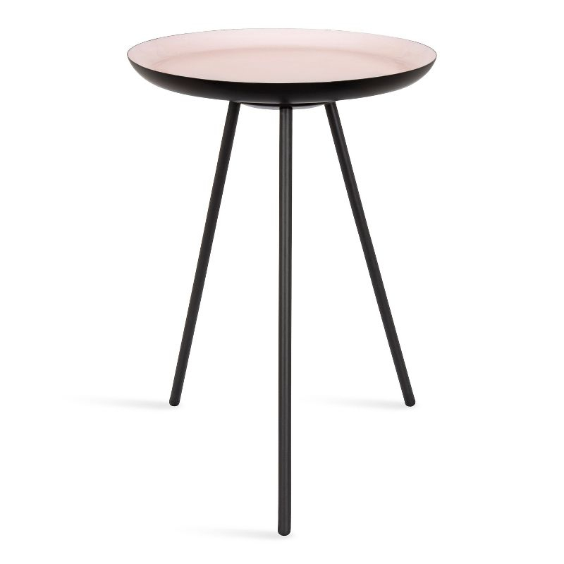 Kate and Laurel Laranya Round Metal Side Table, 15x15x22.5, Pink and Black