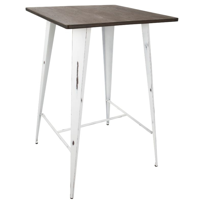 Oregon Bar Height Table with Vintage White Frame/Espresso Wood - LumiSource