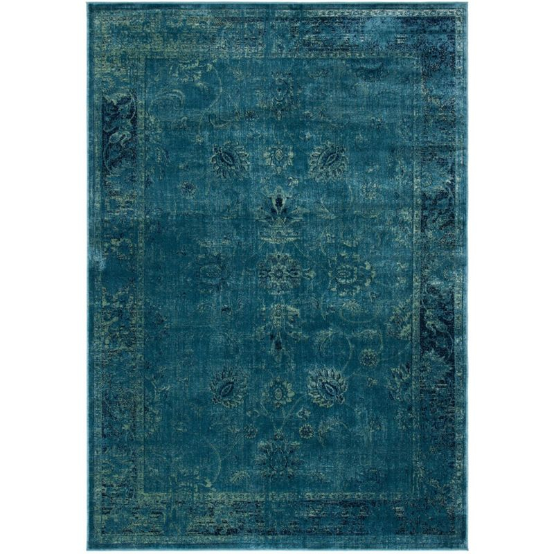 Vintage VTG117 Power Loomed Indoor Skid-Resistant Area Rug - Turquoise/Multi - 6'7"x9'2" - Safavieh