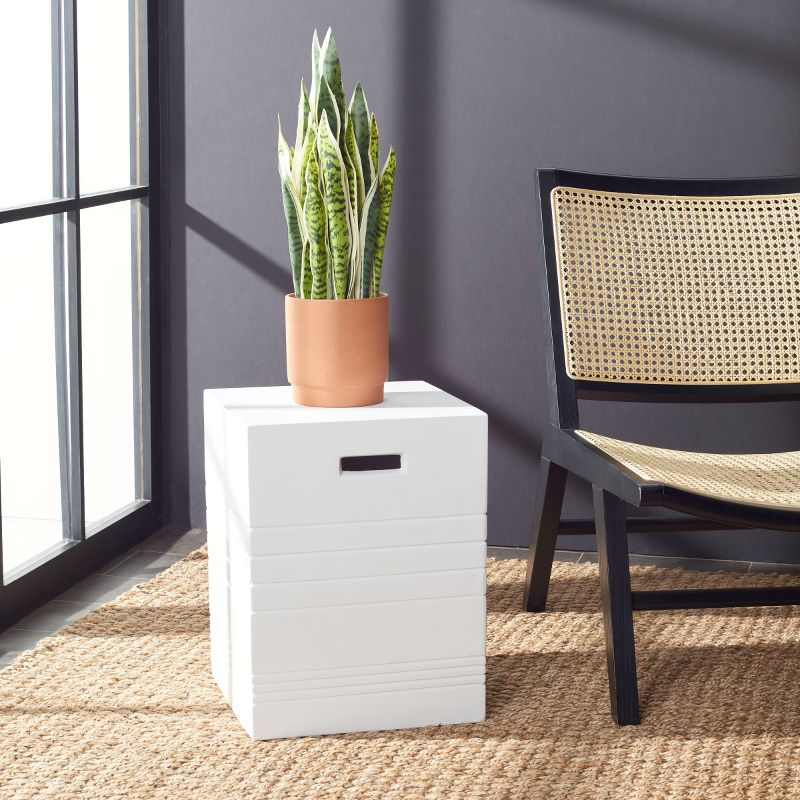 Deidara Concrete Accent Stool - Indoor/Outdoor - VNN1031 - White - Safavieh