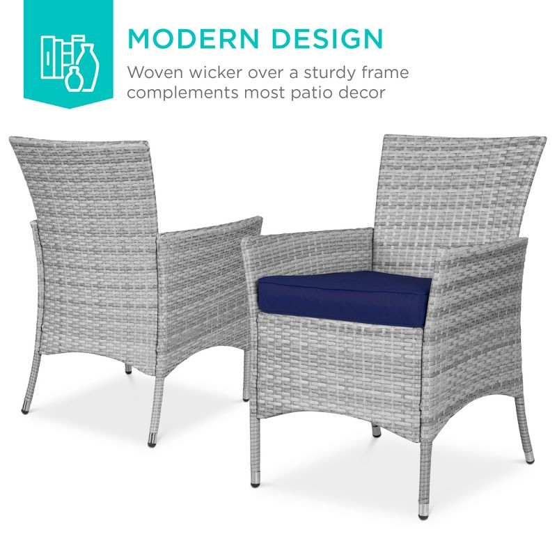 Best Choice Products 5-Piece Indoor Outdoor Wicker Patio Dining Table Furniture Set w/ Umbrella Cutout, 4 Chairs - Navy