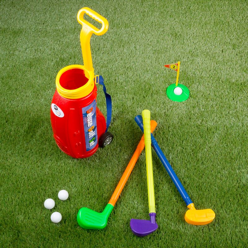 Toy Time Toddler Toy Golf Play Set with Plastic Bag, 2 Clubs, 1 Putter, 4 Balls, Putting Cup