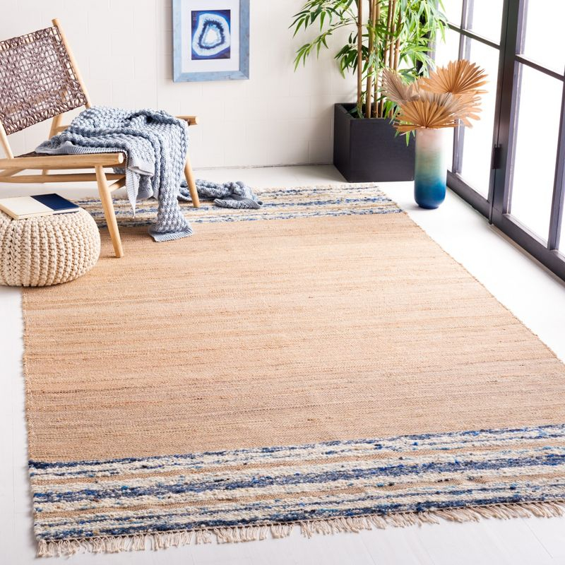 Natura NAT871 Hand Woven Area Rug - Natural/Navy - 3'x5' - Safavieh.
