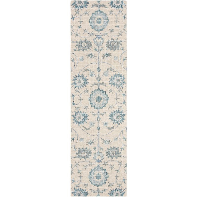 Blossom BLM812 Hand Tufted Runner Rug - Silver/Blue - 2'3"x8' - Safavieh.