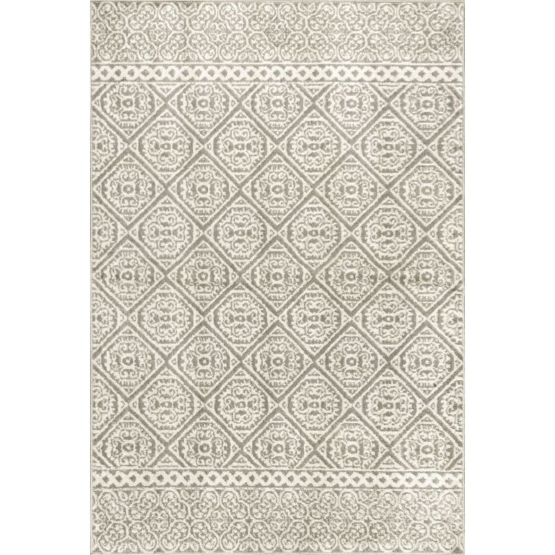 Nuloom Jeanette Geometric 2x3 Accent Indoor Area Rug for Living Room Bedroom Dining Room Entryway Kitchen, Grey/Ivory