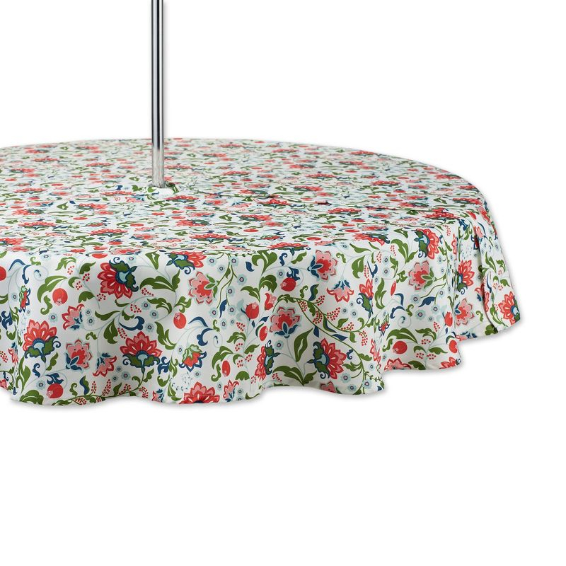 Design Imports  Garden Floral Print Outdoor Tablecloth With Zipper 60 Round