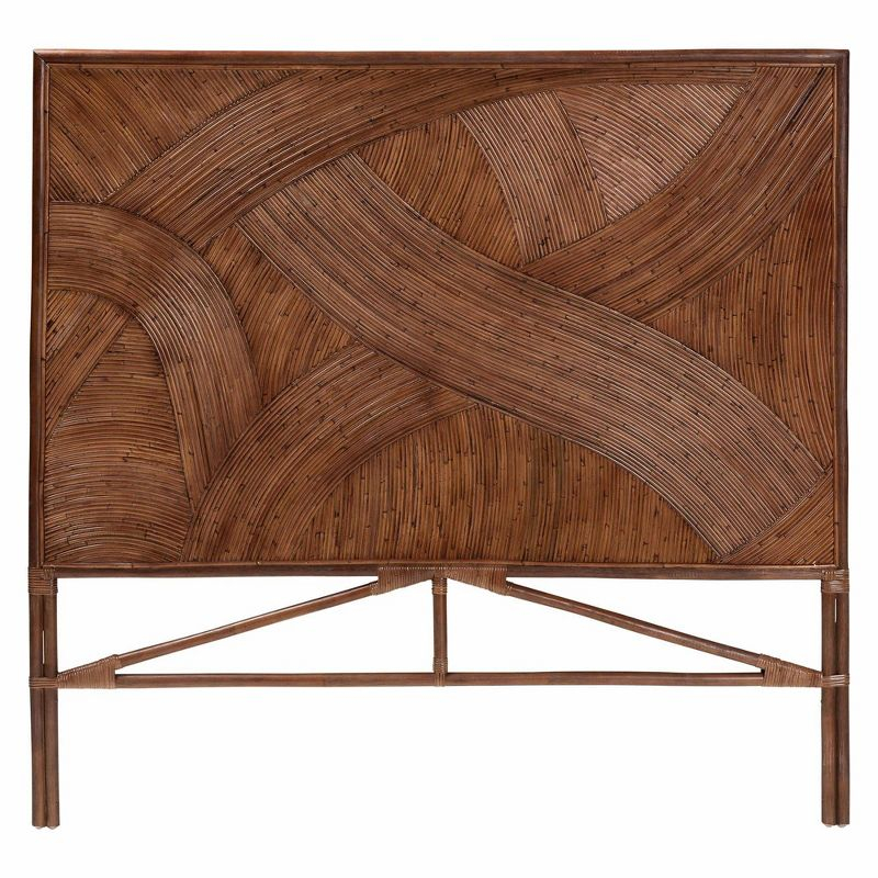 bali & pari Queen Elettra Rattan Standalone Headboard Dark Brown: No Assembly, MDF Frame, Spot Clean
