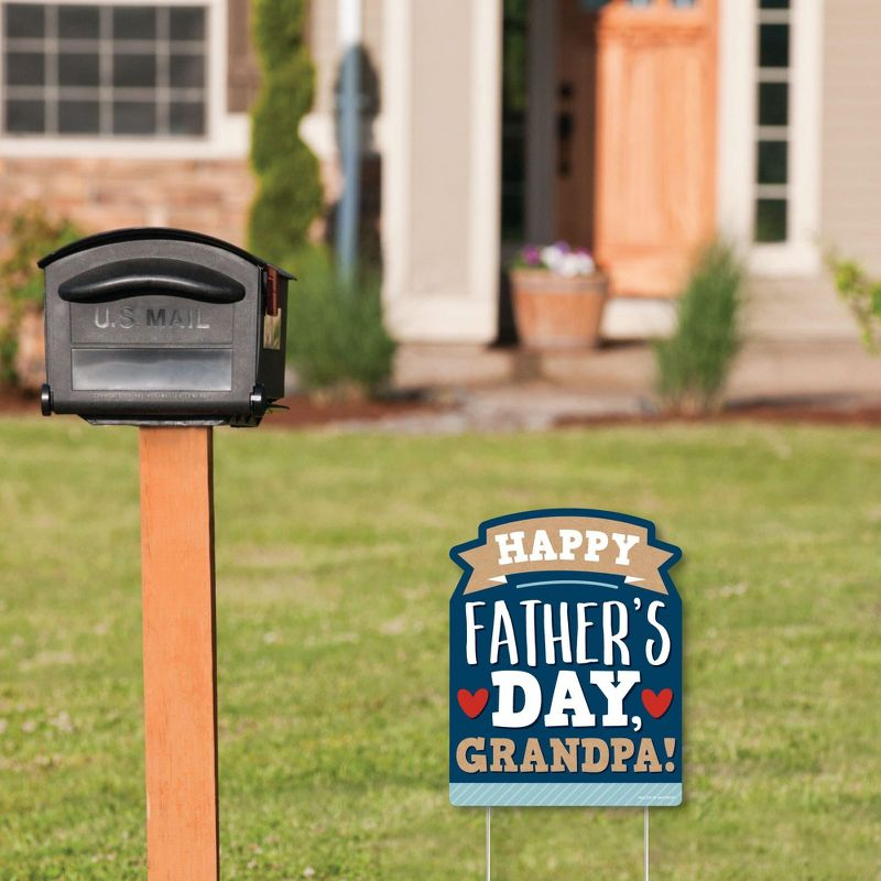 Big Dot of Happiness Grandpa, Happy Father's Day - Outdoor Lawn Sign - We Love Grandfather Yard Sign - 1 Piece