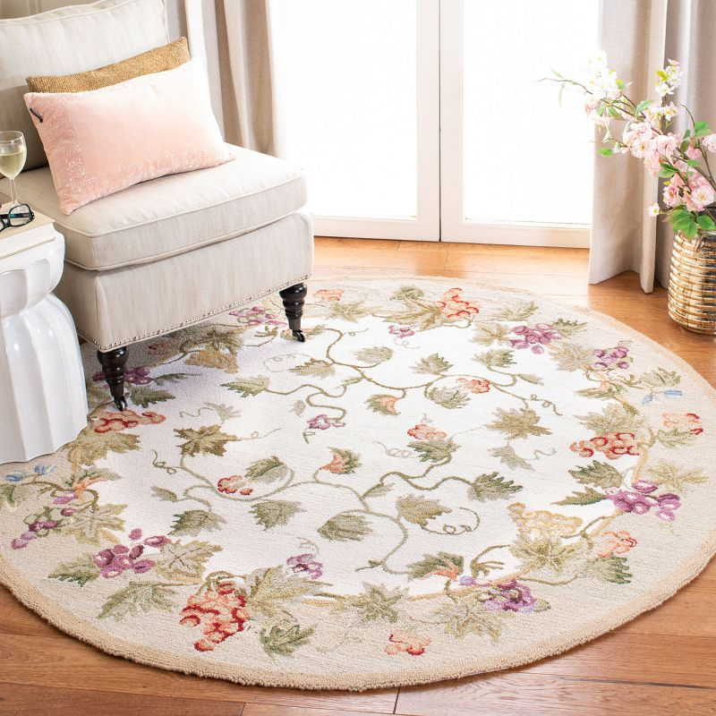 Chelsea HK116 Handmade Area Rug - 8' Round - Ivory - Safavieh
