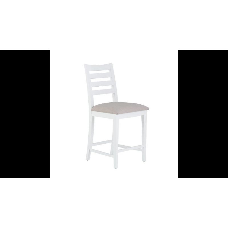 Set of 2 Flynn Ladder Back Counter Height Barstools Upholstered White - Linon: No Assembly, Solid Beechwood